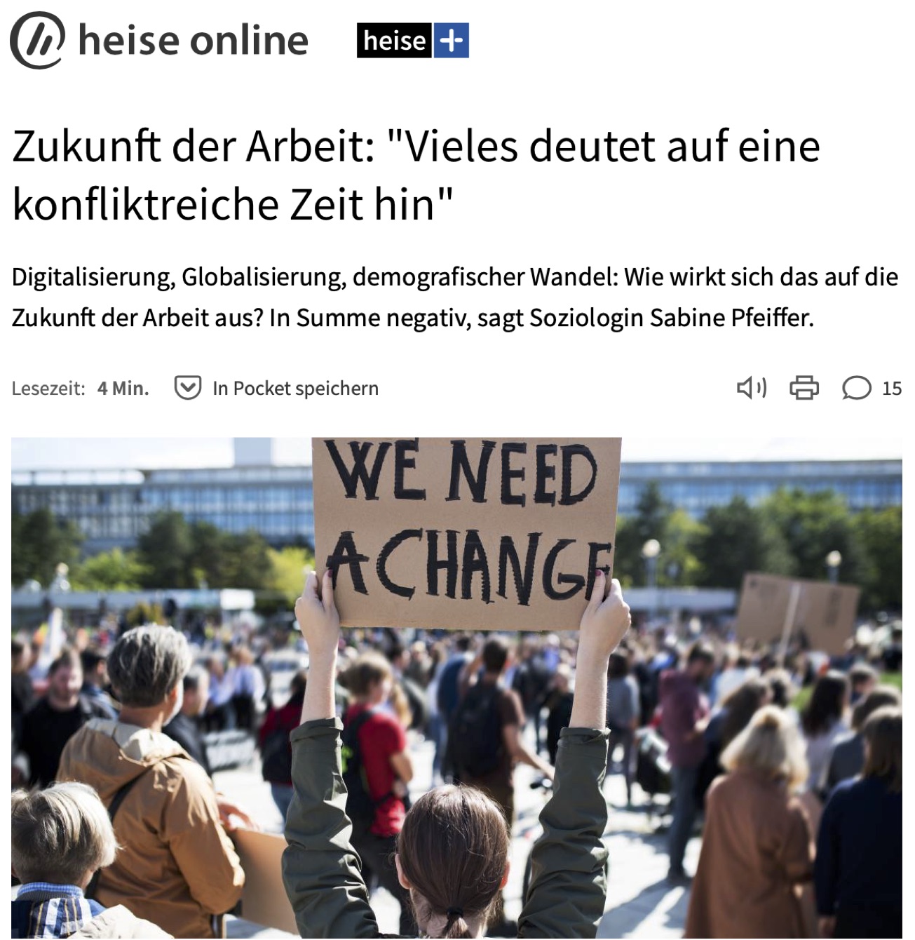 Sabine Pfeiffer im Interview auf Heise.de