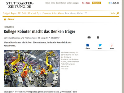 Stuttgarter Zeitung – Kollege Roboter – Pfeiffer
